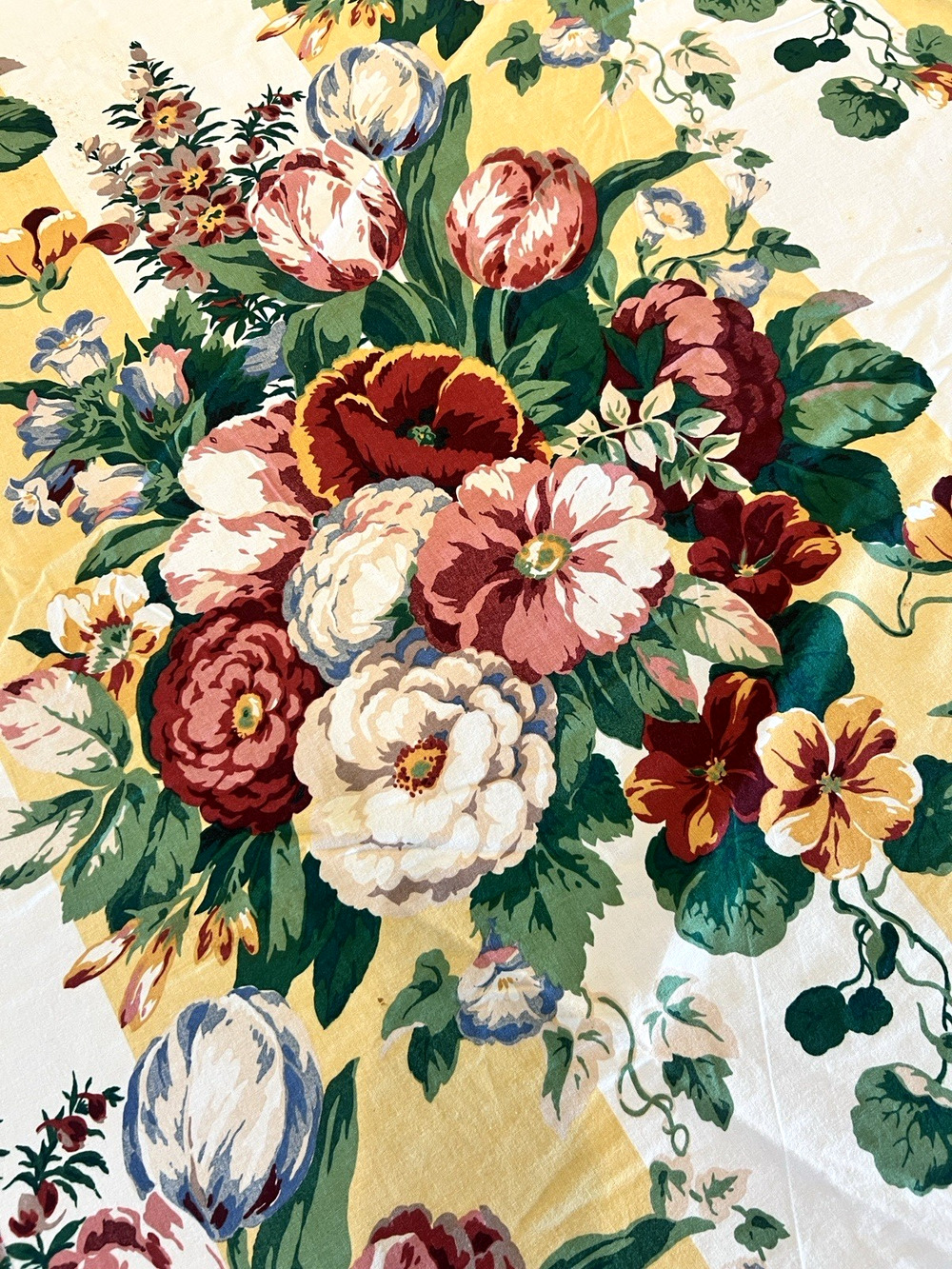 Vintage Waverly Custom Floral Garden Party 90" Round Cotton Tablecloth